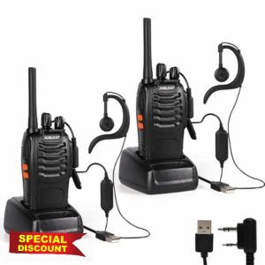 JUMJIAT PMR446 Walkie Talkie Long Range for Adults with Earpieces