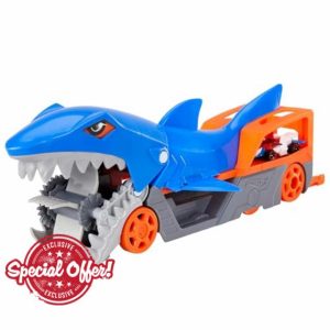 Hot Wheels Shark Chomp Transporter Playset with One 1:64 Scale Car for Kids 4 to 8 Years Old