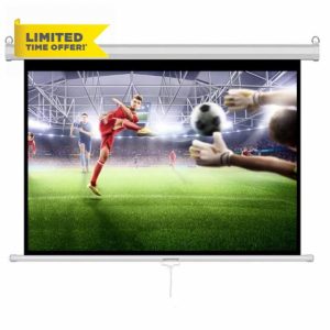 INMOZATA Pull Down Projector Screen 72 inch/159x89cm Wall & Ceiling Mounted HD Projection Screen with 16:9 Ratio Matte White Screen for Home School Cinema Theater Outdoor Indoor Public Display-White