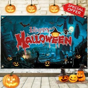 Niuoppy Happy Halloween Backdrop Banner