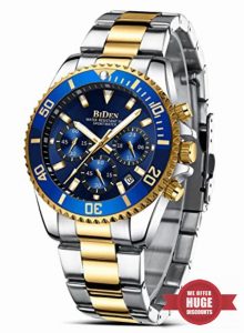 HANPOSH Mens Watches Chronograph Stainless Steel Analog Quartz Watch Waterproof Men's Wrist Watches Business Casual Fashion Watch for Me