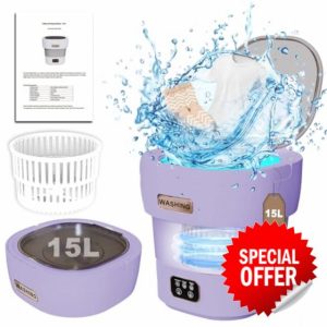 15L Portable Washing Machine with Spin Dryer Weighs 2kg