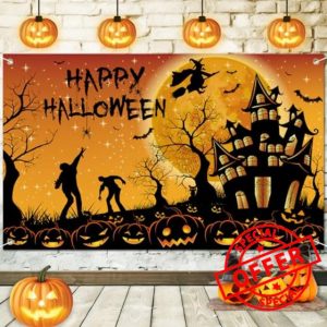 Niuoppy Happy Halloween Backdrop Banner
