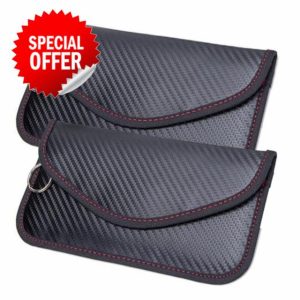 Faraday Pouch for Car Keys 2 Pack Large Car Key Signal Blocker Blocking Pouch Leather Faraday Bag Key Fob Protection Pouches for Keyless Cars