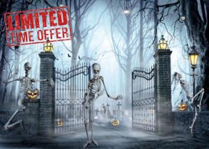 LYWYGG 7x5FT Halloween Backdrop Cemetery Skeleton Dance Backdrop Photography Studio Photography Backdrop CP-542