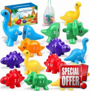 26PCS Preschool ABC Alphabet Dinosaurs Matching Learning Toy for 1 2 3 4 Year Old Boy Girl Birthday Gift Kids Preschool Learning Activities Educational Travel Outdoor Sensory Toys for Toddlers 1-3