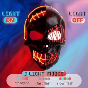 Halloween Light Up Scary Face Purge Masks Costume for Men Women Kids,Halloween Costumes for Adults Kids Boys Gifts