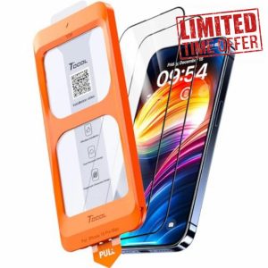 TOCOL 2+1 Pack for iPhone 15 Pro Max Screen Protector [Instant Installation]