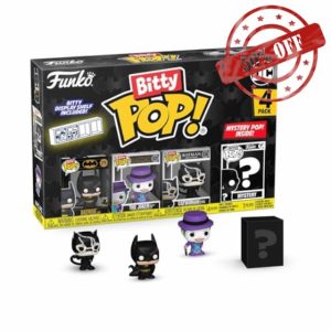 Funko Bitty Pop! Batman 85th - Batman 4PK and A Surprise Mystery Mini Figure - 0.9 Inch (2.2 Cm) - DC Comics Collectable - Stackable Display Shelf Included - Gift Idea - Party Bags Stocking