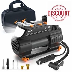 TowerTop Tyre Inflator Air Compressor: 2X Faster Heavy Duty Car Tyre Pump Portable 12V Digital Tyre Inflator with High Precision Pressure Gauge