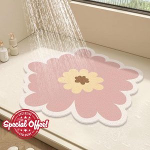 Round Shower Mat Flower Bath Mat for Inside Shower