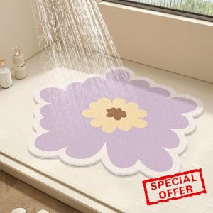 Round Shower Mat Flower Bath Mat for Inside Shower
