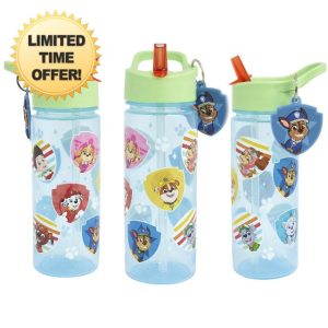 Paw Patrol 500ml Kids Water Bottles with Straw by Polar Gear Gifts Kids Drinks Bottle - Back to School Supplies Water Bottle Bottle with Chase Keyring Charm