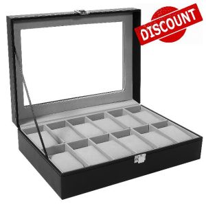 12 Watch Display Box Case Faux Leather