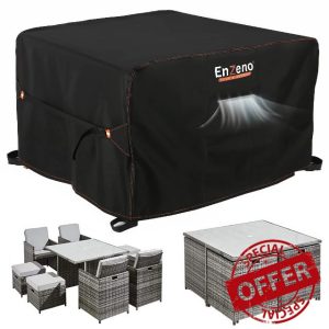 Enzeno Cube Garden Furniture Covers,125X125X74cm Garden Square Table Cover Waterproof,420D Heavy Duty Outdoor Patio Rattan Cube Table Covers Windproof