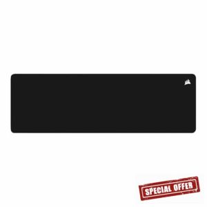 Corsair MM500 v2 Hybrid Cloth Gaming Extended Mouse Pad – 93cm x 30cm – Spill-Proof Coating – Anti-Fray Stitched Edges – Non-Slip Rubber Base – Black