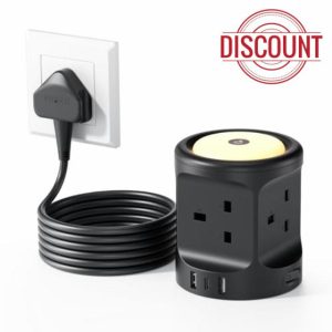 Extension Lead with 3 USB Slots and Night Light