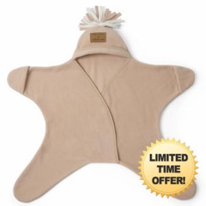 Clair de Lune Star Fleece Baby Wrap Blanket (0-6 Months) - Oatmeal