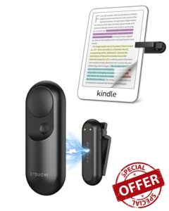 Stouchi Remote Control Page Turner for Kindle Paperwhite Colorsoft Oasis Scribe Kobo eReaders 2 in 1 Magnetic Kindle Clicker Lightweight for Kindle iPad Tablet with Wrist Strap Storage Bag-Black
