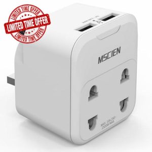 Mscien Double Shaver Plug Adaptor UK