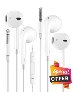 2 Pack Earphones,In-Ear Headphones 3.5mm Jack Wired Earbuds Noise Isolating Headset With Microphone Lightweight Wired with iPhone iPadPro Samsung Huawei Android MP3 Tablets Laptops and More device