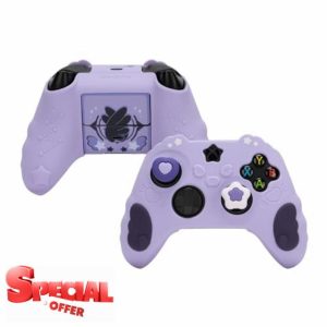 GeekShare Controller Skin Set for Xbox Soft Silicone Protective Cover Skin Case Compatible with Xbox Series X Controller with 2 Thumb Grip Caps and 2 Stickers - Star Wings Series - Purple