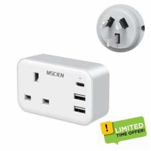 UK To Australia Plug Adapter with 3 USB