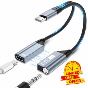 Quanlex 2 in 1 Magnetic USB C to 3.5mm Headphone jack adapter and Charger