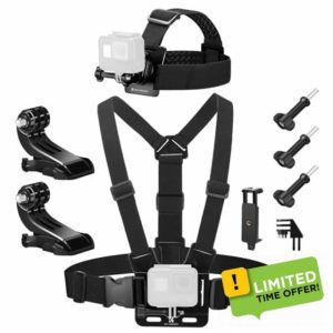 K&F Concept Elastic Chest Harness & Head Strap Mount for GoPro Hero 13 12 11 10 9 Black DJI Osmo AKASO Accessories Kit for Action Cameras