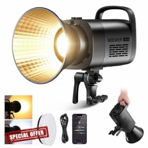 NEEWER CB120B 120W LED Video Light with 2.4G&APP Control COB Bi Color 2700K-6500K 78000lux at 1m/CCT Mode/CRI97/12 Scenes/Bowens Mount Continuous Output Lighting for Studio Photography/Video Recording