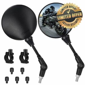 Lizbn Motorcycle Mirrors Set Universal 7/8" 22mm Round Motorbike Mirror E7-MARK Approved M10 M8 Foldable Motorbike Rearview Mirror for Street Bike Sport Bike Scooter Cruiser ATV Moto