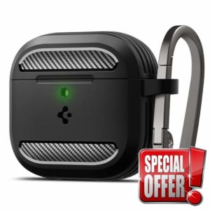 Spigen Rugged Armor Case Compatible with Airpods 4 (2024) - Matte Black