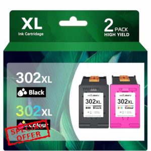 302XL Ink Cartridges Combo Pack Replacement for HP 302 Black and Colour