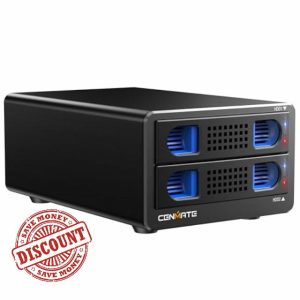 Cenmate 2 Bay 3.5 inch Hard Drive Aluminum Enclosure with Cooling Fan for 2.5"/3.5" SATA HDD/SSD with USB 3.2 Gen 2 10Gbps Type C /A Cable