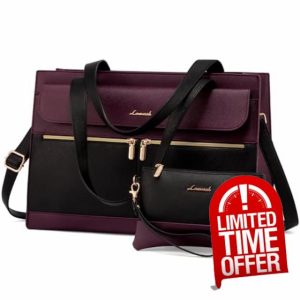 LOVEVOOK Laptop Bags for Women 15.6 Inch Ladies Work Bags Large Tote Bag with Laptop Compartment Designer Handbag Stylish PU Leather Briefcase for School Shoulder Bag for Office Business