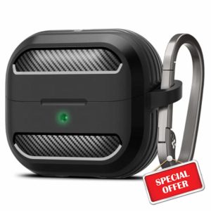 Spigen Rugged Armor Case Compatible with Samsung Galaxy Buds 3 Pro | Samsung Galaxy Buds 3 - Matte Black