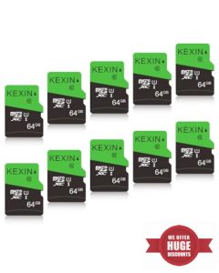 KEXIN 64GB Micro SD Cards SD Adapter 10 Pack MicroSDHC Memory Card Class 10 UHS-I External Micro SD Card TF Card for Tablet