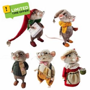 Cute Needle Felted Mouses | 3 Inch Handmade Needle Felting Mice | Wool Felt Christmas Mouses Plush Doll Toy for Kids Adults | Adorable Needle Felted Animal Ornaments for Christmas Decorations