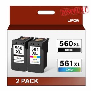 LIFOR PG-560XL CL-561XL 560XL 561XL Replacement for Canon 560 561 Ink Cartridges for Pixma TS7451 TS7450 TS5350 TS5351 TS5350a TS5351 TS5352 (1 Black 1 Colour)