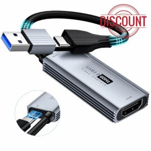 XIIXMASK USB 3.0 Video Capture Card with 100W PD - HDMI to USB/USB-C Capture Card 1440P 30fps & 1080P 60fps Video Capture Device for Streaming