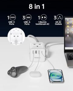 4 Way (13A/3250W) Multi Plug Extension Cable with Child Safety UK Desktop Power Extension Socket