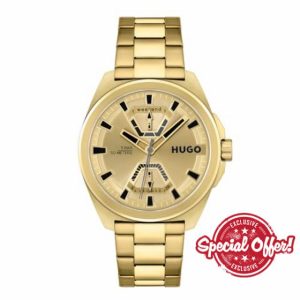 HUGO Analogue Multifunction Quartz Watch for Men with Gold Colored Stainless Steel Bracelet - 1530243