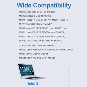 60 W T-Tip Power Adapter Magnetic Universal Charger for Mac Book Pro/Air 11'' and 13'' (Mid 2012~2018)