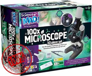 Science Mad 100x Microscope For Kids - Learn How To Magnify With Fun - Features Powerful Illumination