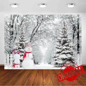 Avezano Winter Snowy Forest Backdrop Christmas Winter Wonderland Snowman Xmas Party Decorations Photo Backdrops Winter Landscape Natural Scenery Photography Background (7x5ft)