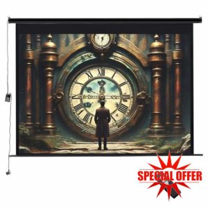 INMOZATA Electric Projector Screen 100inch/221x124cm Motorised Projector Screen with Remote Control 16:9 Ratio Matte White Screen for for Home Theater Cinema Office Video Game Outdoor Indoor-Black