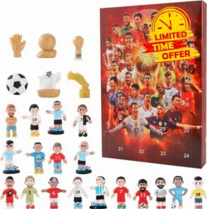 Football Advent Calendar 2024 for Kids-24 Days Christmas Countdown Calendar 24 Mini 3D Statue Figures Football Gifts Football Figure Accessories Football Kit Christmas Decorations