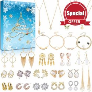 Advent Calendar 2024 Women's Jewellery Calendar 2024 Beauty Advent Calendar Women with Earrings Bracelet Necklace Gift Idea Mother Wife Teenager Daughter Siste