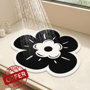 Round Shower Mat Flower Bath Mat for Inside Shower