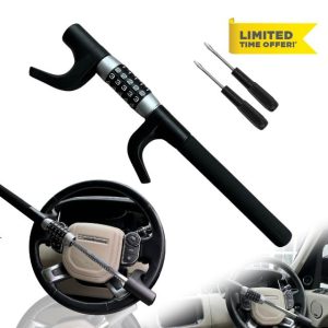 Steering Wheel Lock - High-Strength Anti-Theft Security with Customizable 5-Digit Combination